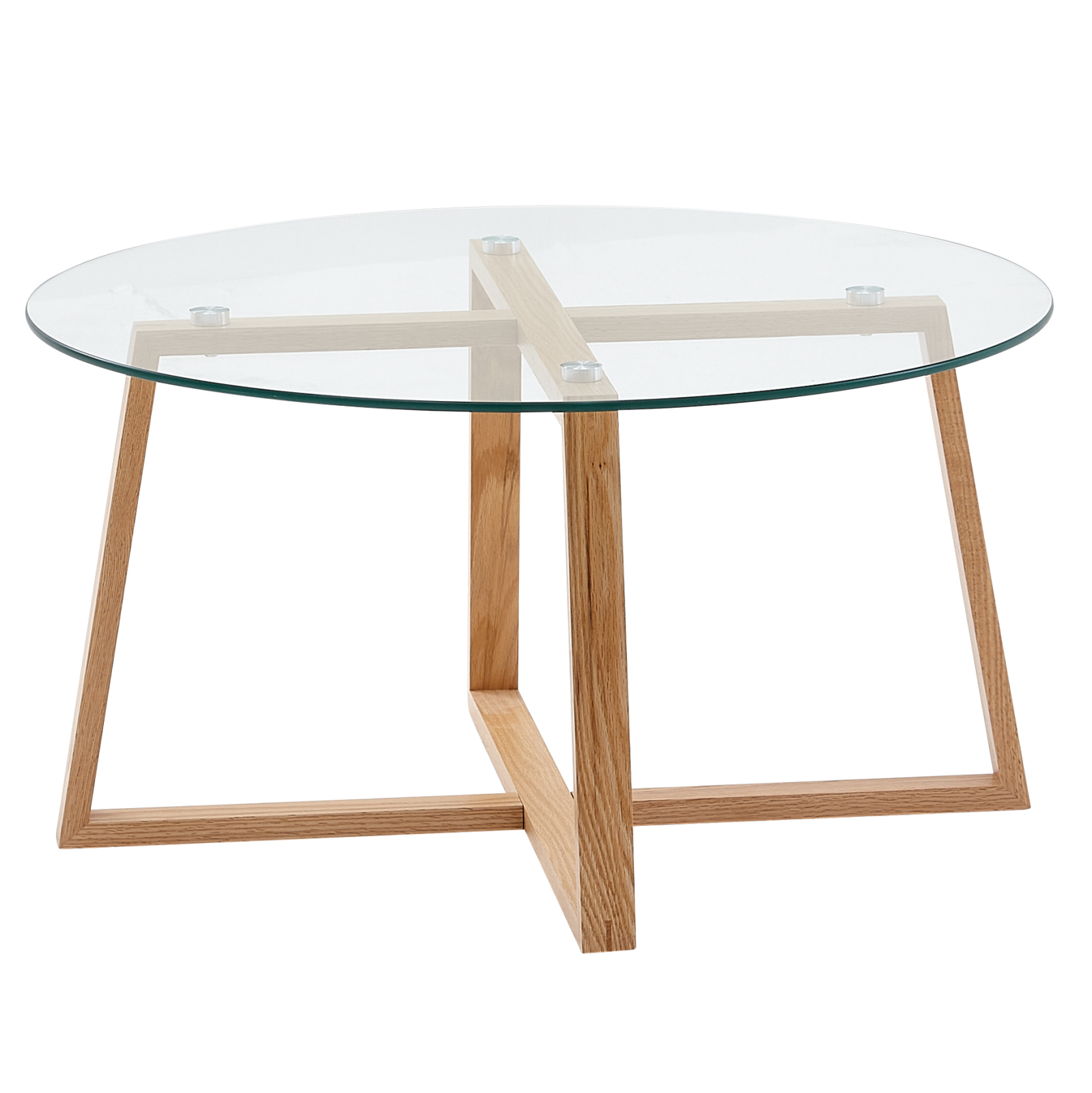 Couchtisch - transparent - Eiche massiv - Ø 78 cm