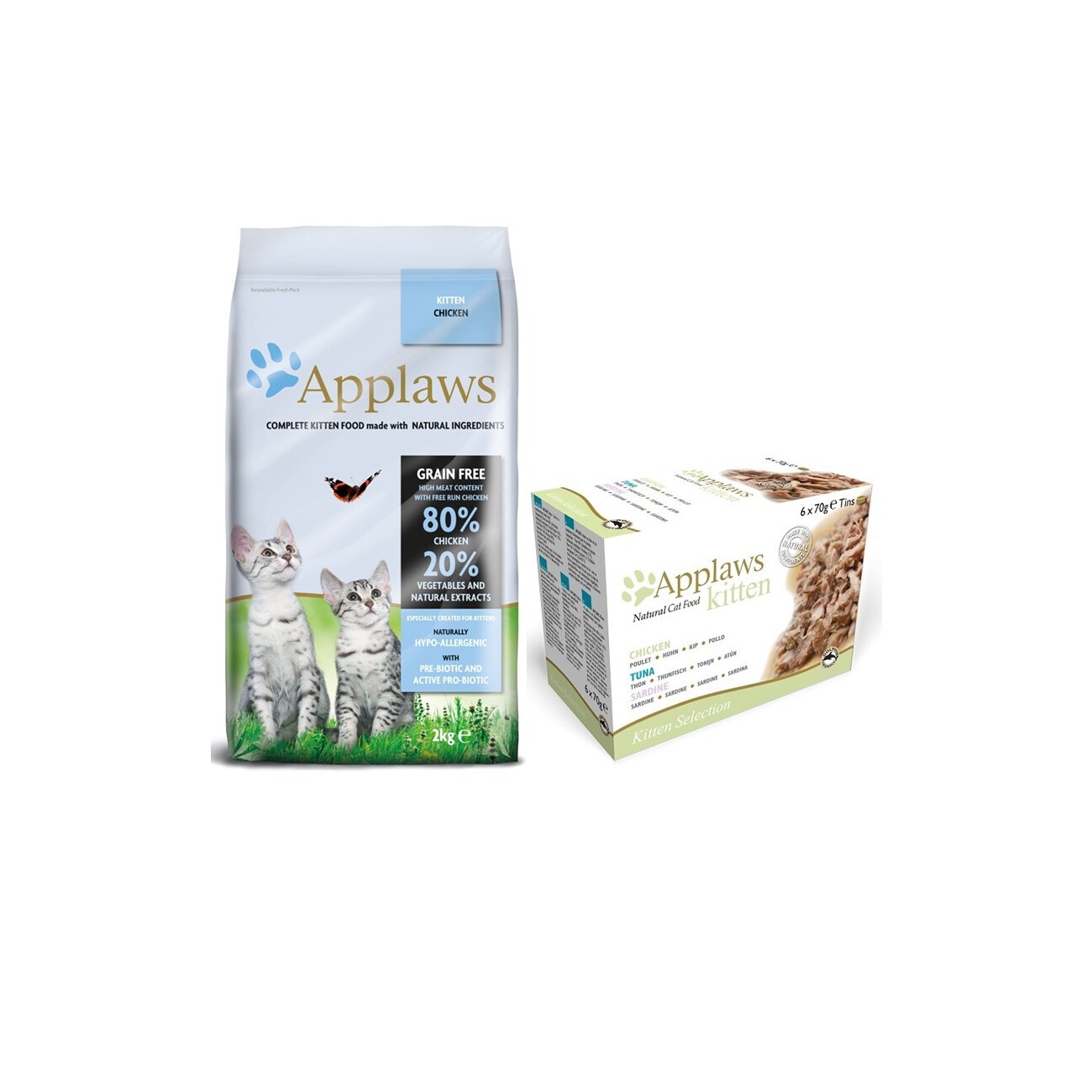 Applaws Kitten Mischfütterungs-Set Applaws Kitten Huhn 2kg + Applaws Kitten Auswahl 6x70g
