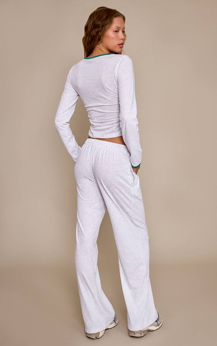 Gris Cendré Jogging Décontracté En Coton Avec Cordon De Serrage Contrasté