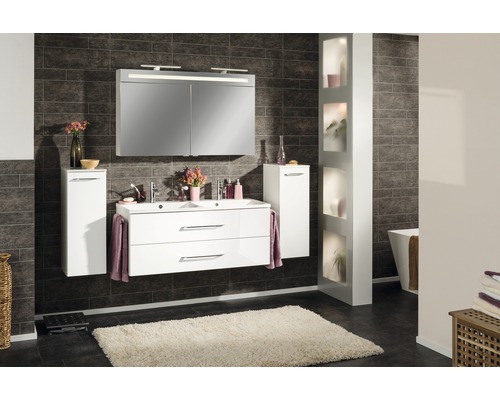 Badkamermeubelset FACKELMANN B.clever BxHxD 120 x 51 x 46 cm, frontkleur wit hoogglans met wastafel mineraal gegoten wit 82923