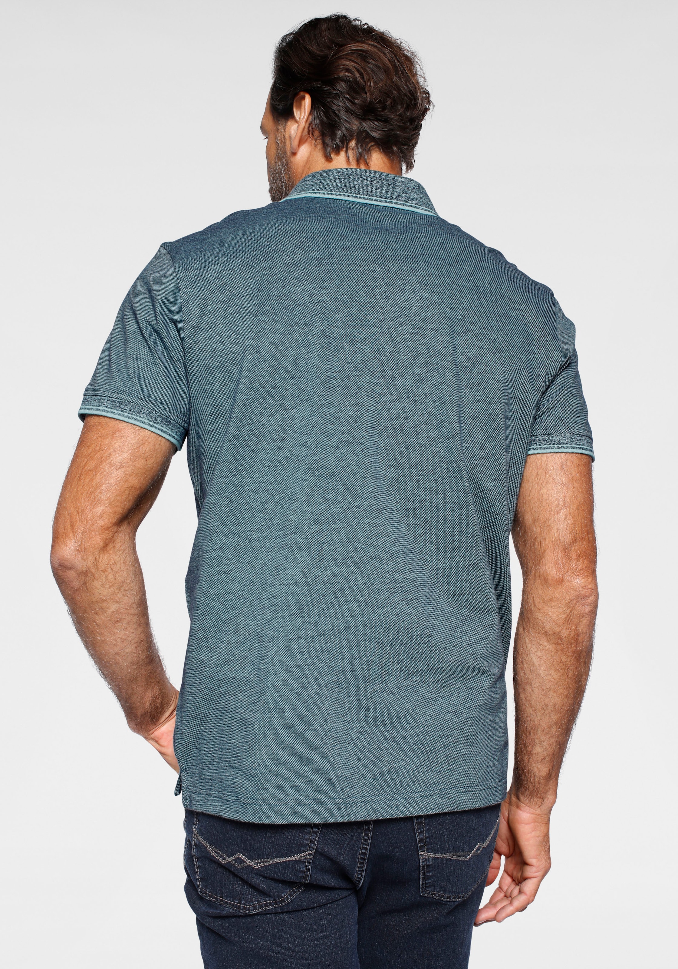Arizona Poloshirt , Kurzarm,  mit Polokragen,  mit Print-Applikationen,  aus Piqué-Stoff