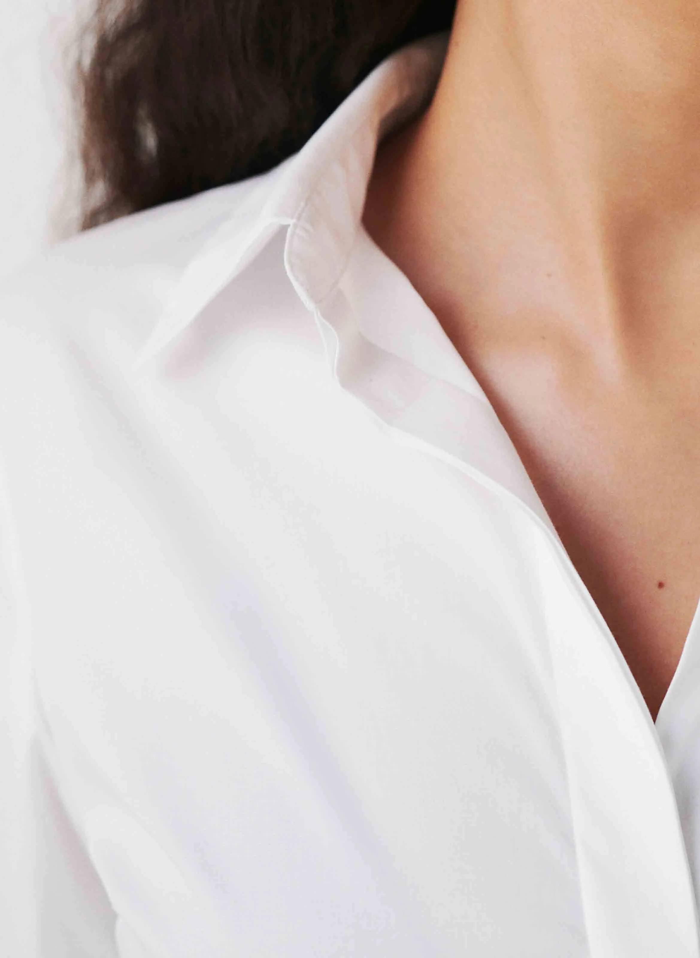 CSENSUEL - Col classique en coton mélangé | Blanc