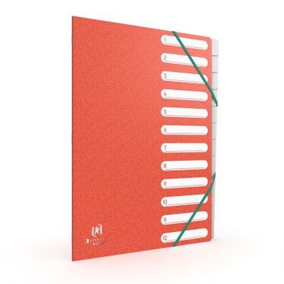Oxford Bicolor Recyc+ - Trieur carte 12 positions - A4 - disponible dans différentes couleurs