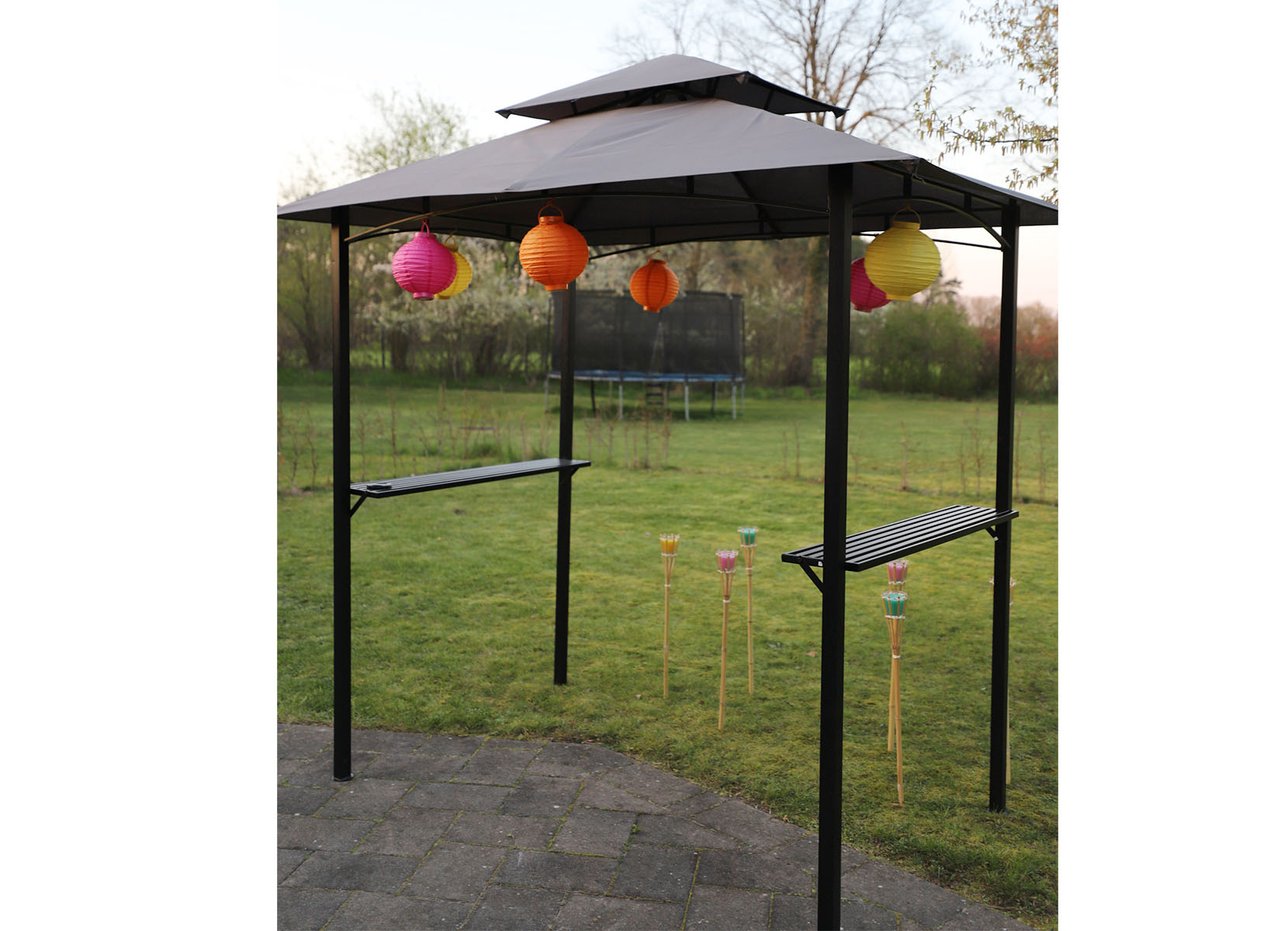 Bambus-Fackel mit Glaseinsatz und bunter Wachsfüllung 77cm