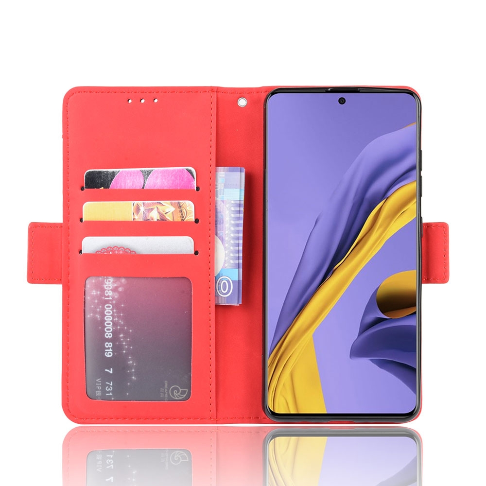 Samsung Galaxy A51 (2019) Leder Tasche Flip Cover im Retro Look mit Kartenfächer - Rot