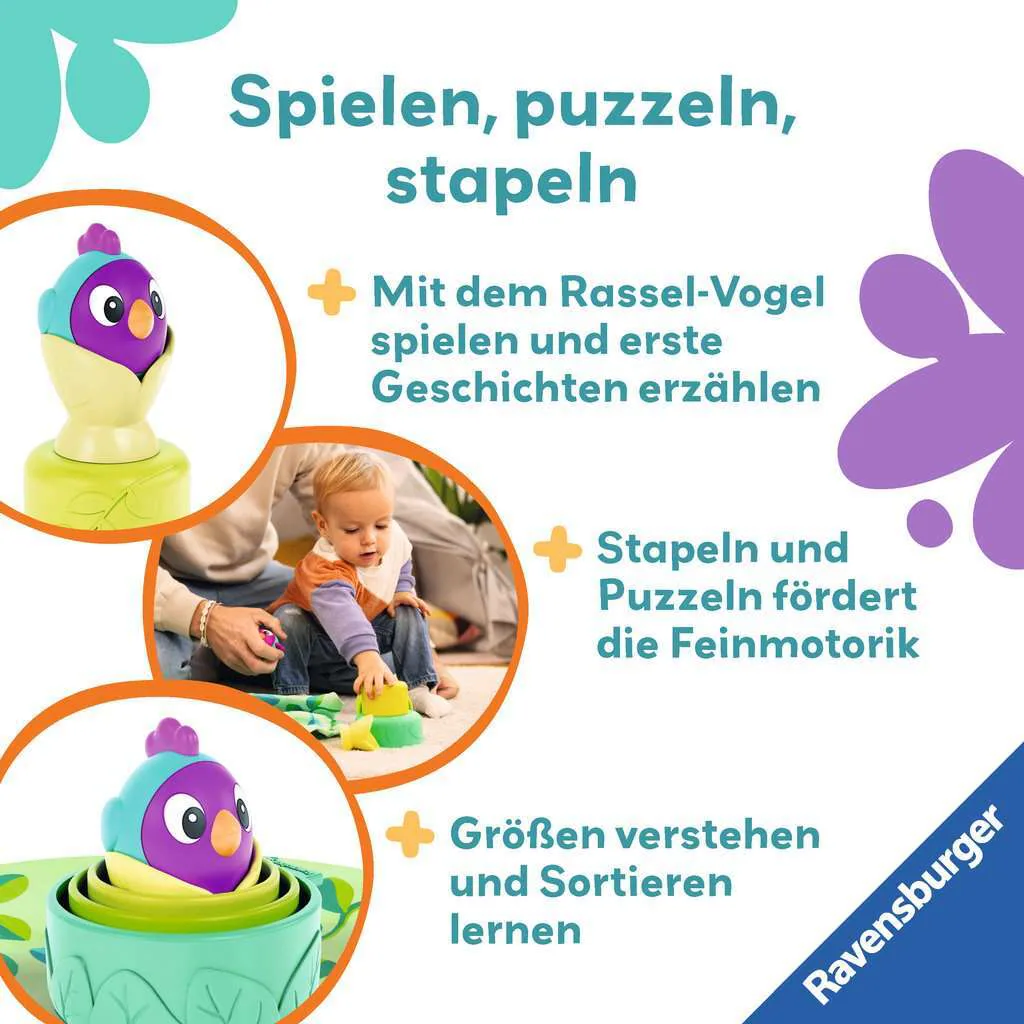 Ravensburger Spiel Play+ Baby-Stapel-Puzzle: Vogelnest
