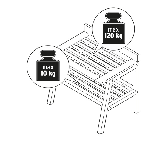 Hocker mit breiten Ablageflächen