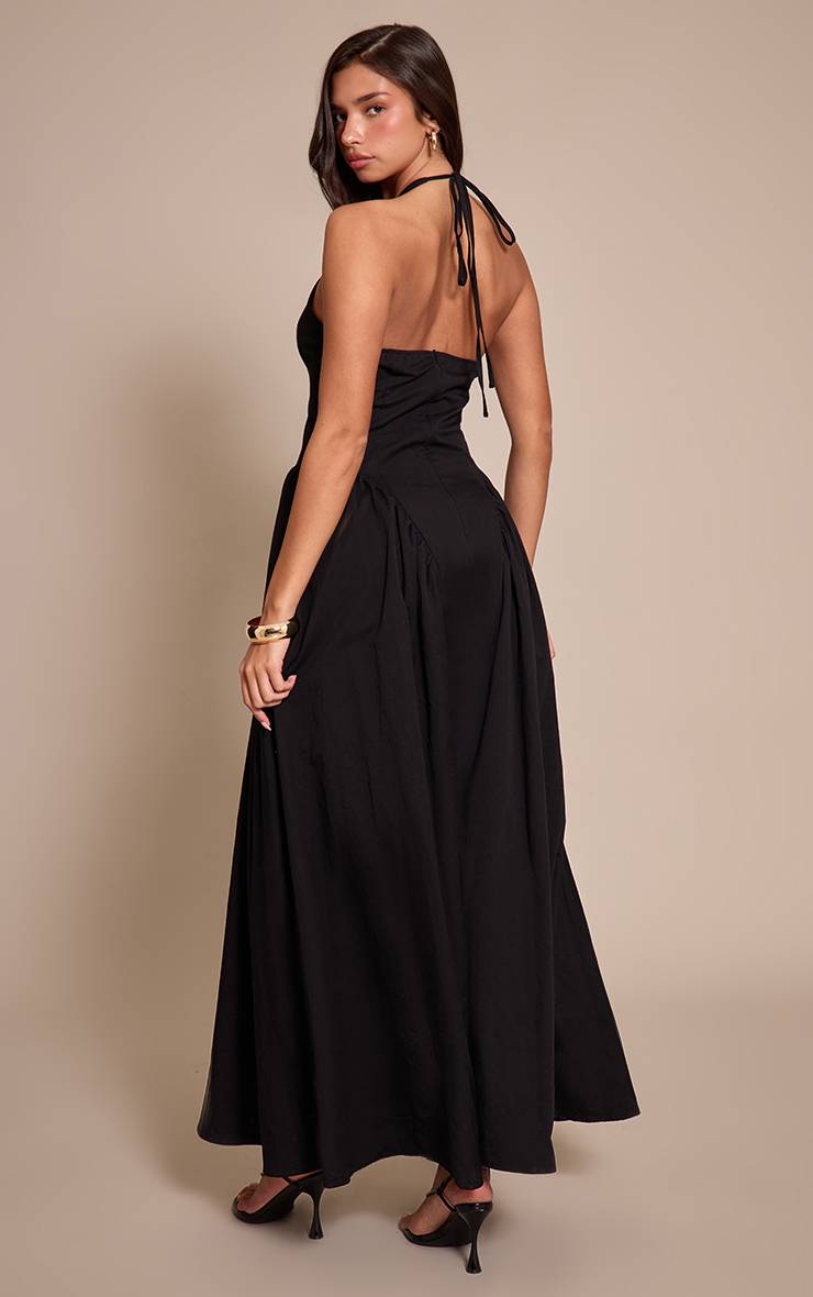 Noir Robe Midaxi Plongeante Dos Nu En Tissu Tissé