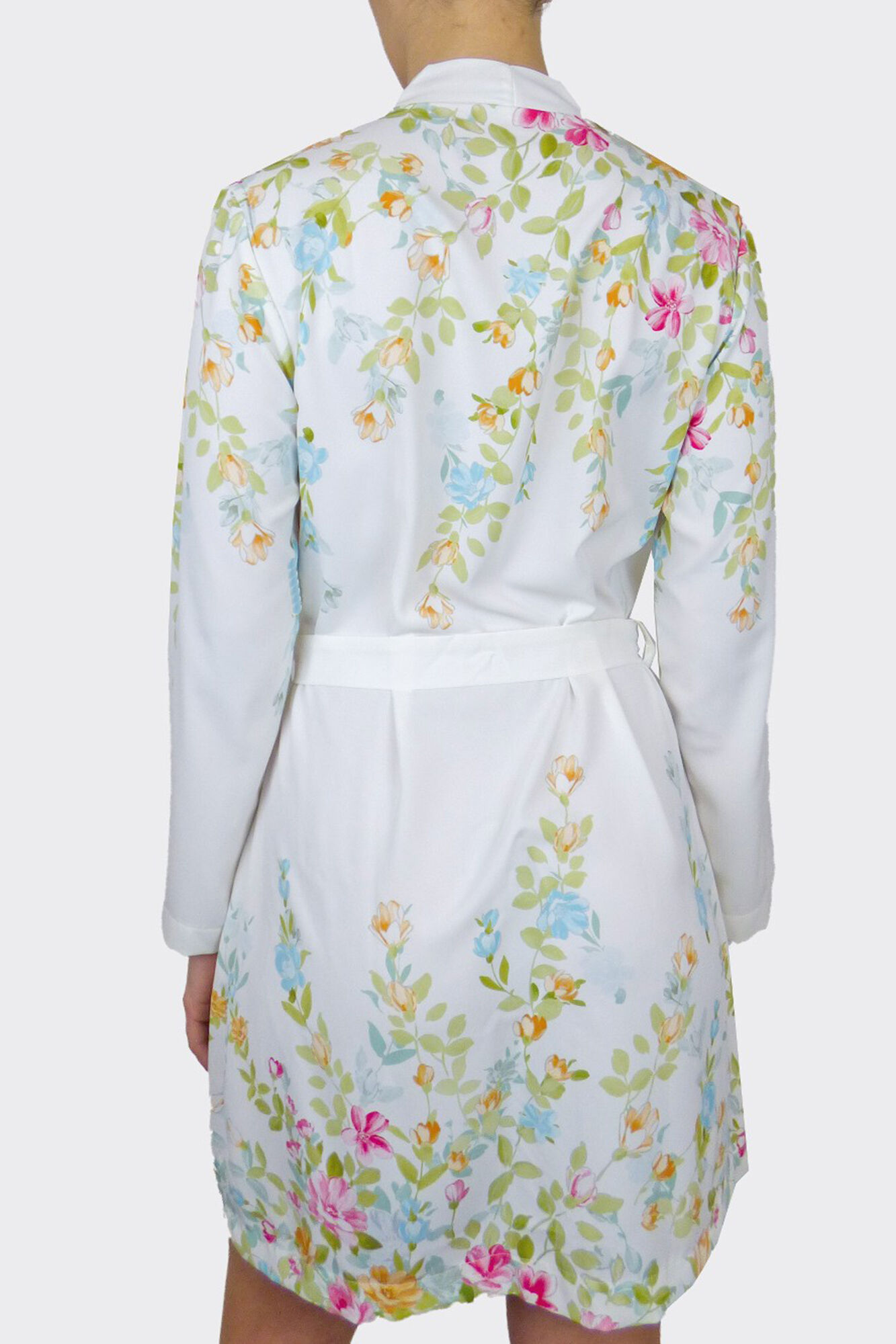 Vestido feminino de cetim estampado - Branco