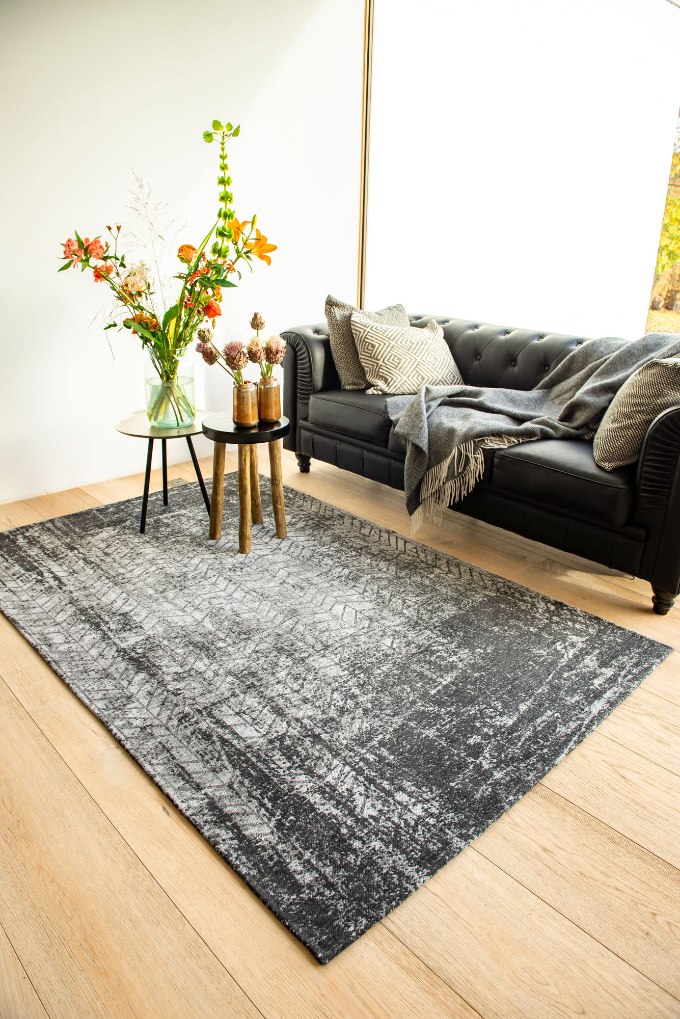 Ecorugs vloerkleed Jacob's Ladder zwart 80x250 cm