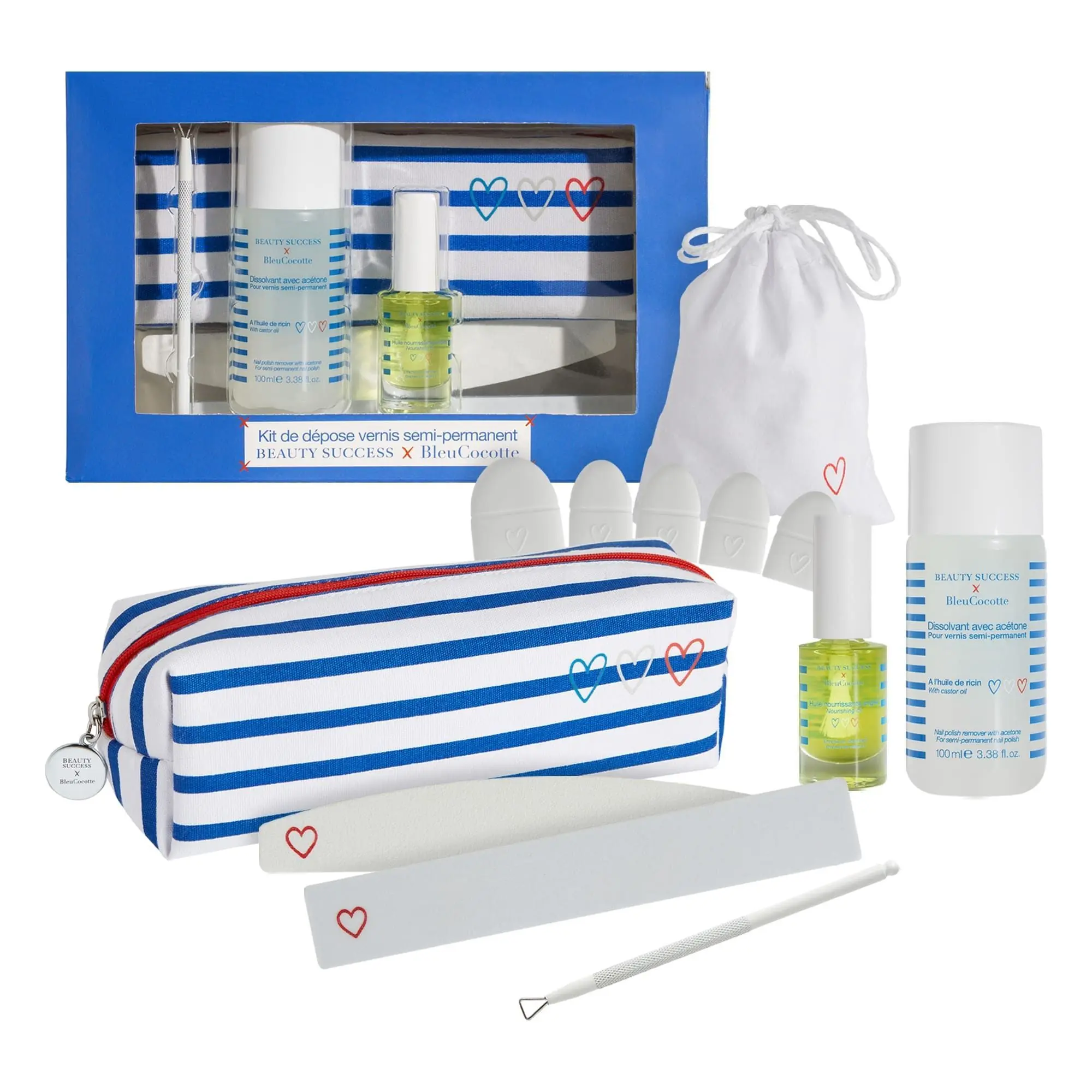 Beauty Success - Collab Bleu Cocotte Kit de Dépose Vernis Semi-Permanent- Mains