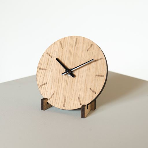 Hemverk Bord- & Vægur, Light Oak/Black, Ø12 cm