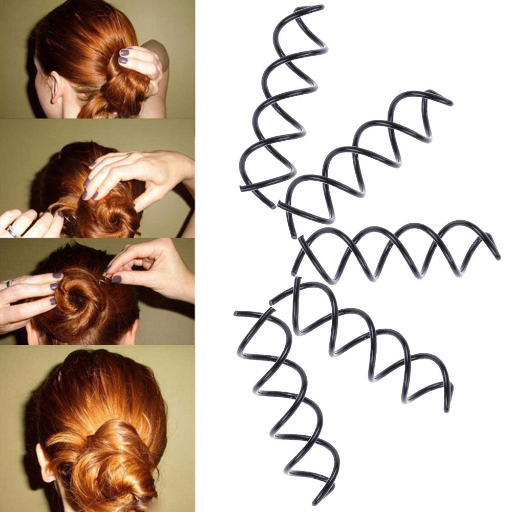 (42-tlg. Set) Frisur Dutt Maker Flecht Hilfe Haargummis / Clips Diverse Styling Hilfsmittel - Schwarz