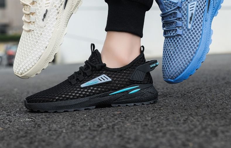 Tanzanite - Veterschoenen met mesh en letters