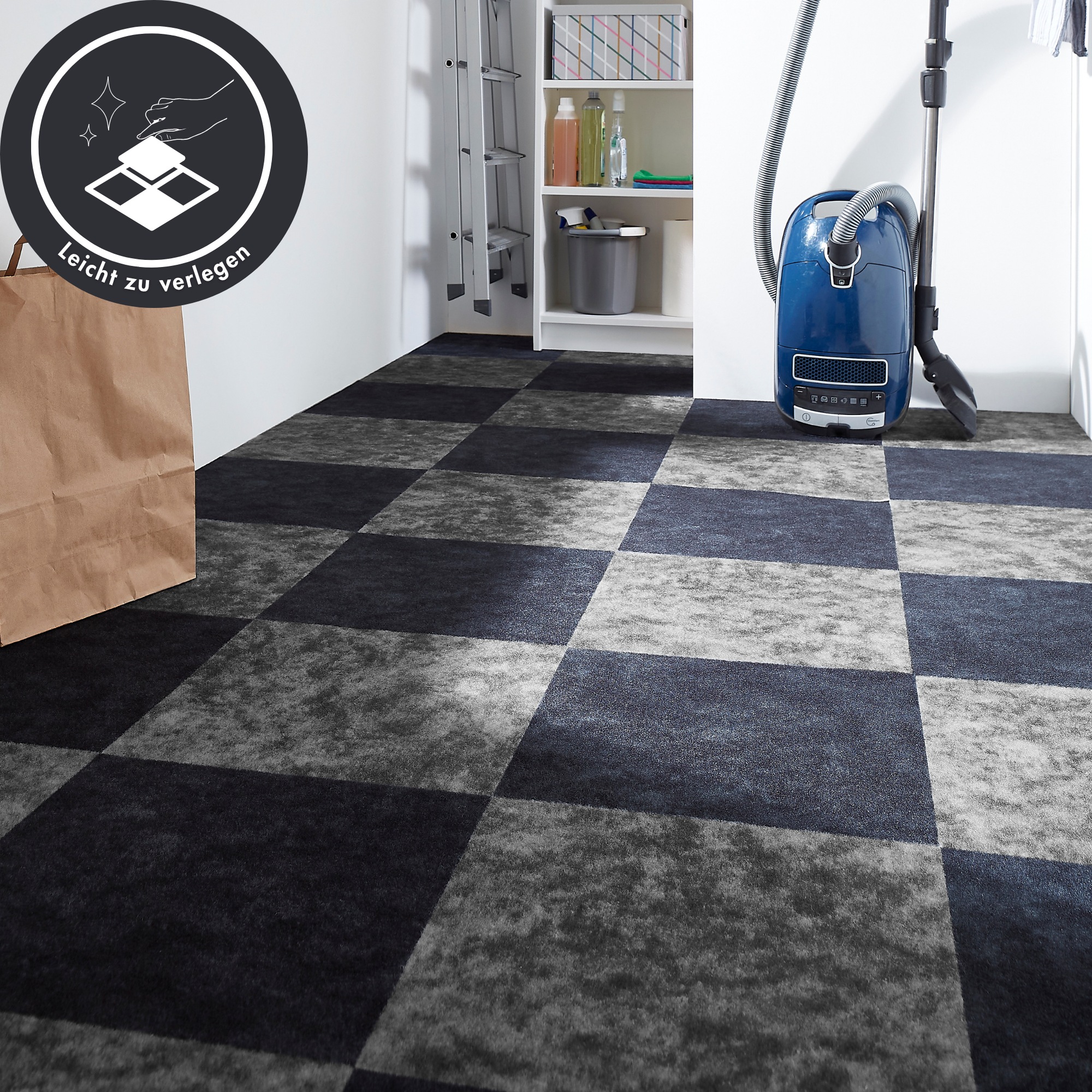 Andiamo Teppichfliese »Colmar Nadelfilz« quadratisch 4 mm Höhe 40x40 cm, selbstklebend, robust & strapazierfähig, 25 Stück (4 qm)