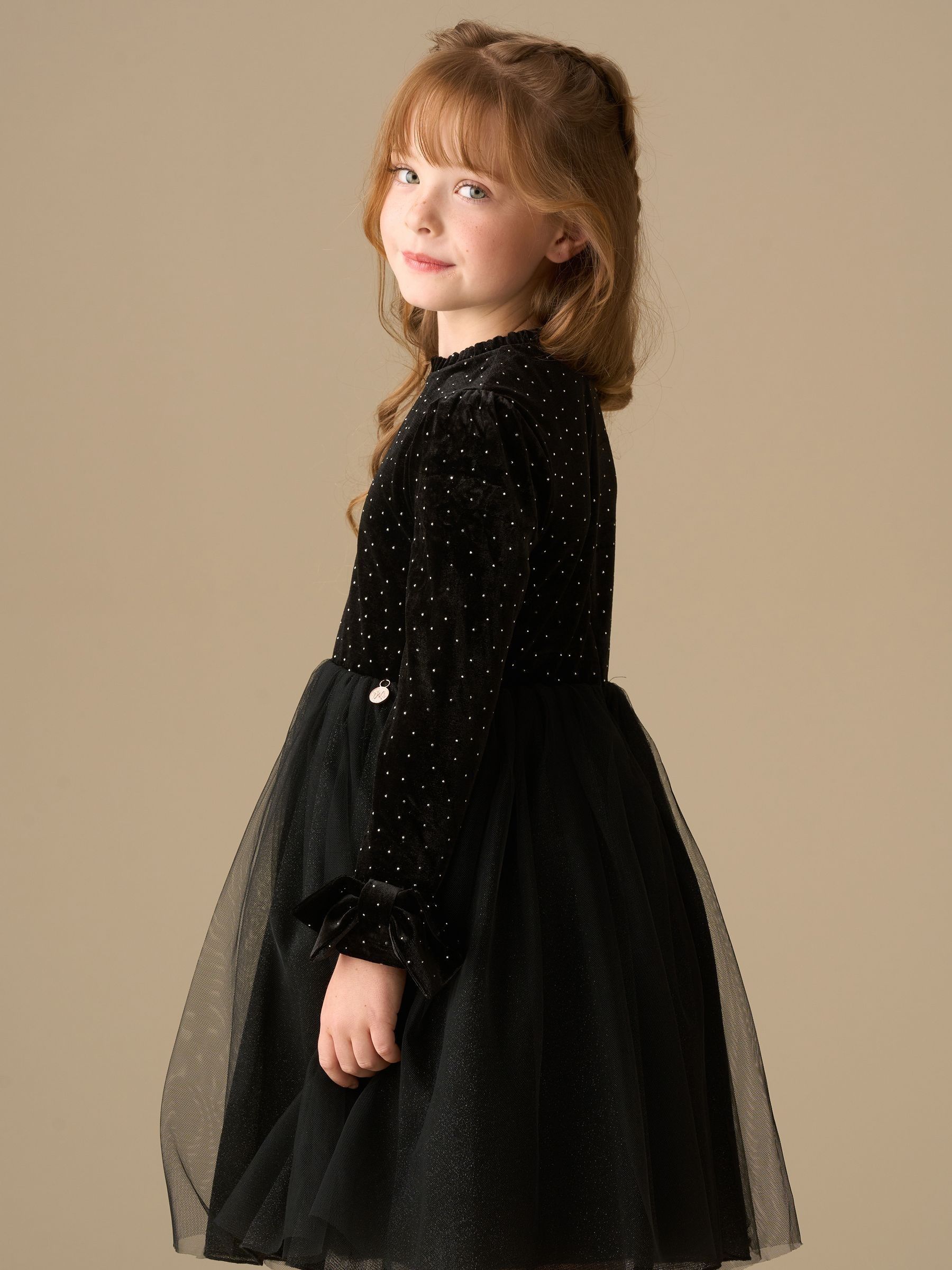 Zwart - Angel & Rocket Elsie Velvet Tulle Dress