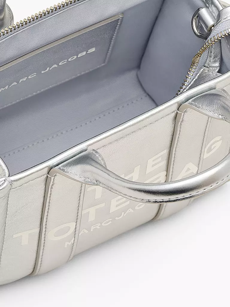 MARC JACOBS Ledertasche - Tote Bag THE MINI TOTE silber
