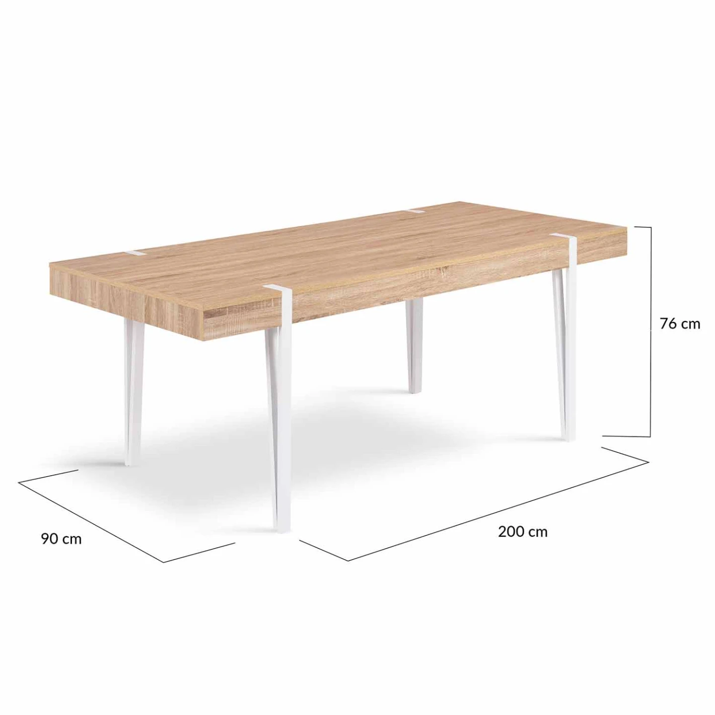 Table à manger rectangle AUSTRIA 10 personnes bois pieds épingle blanc 200 cm