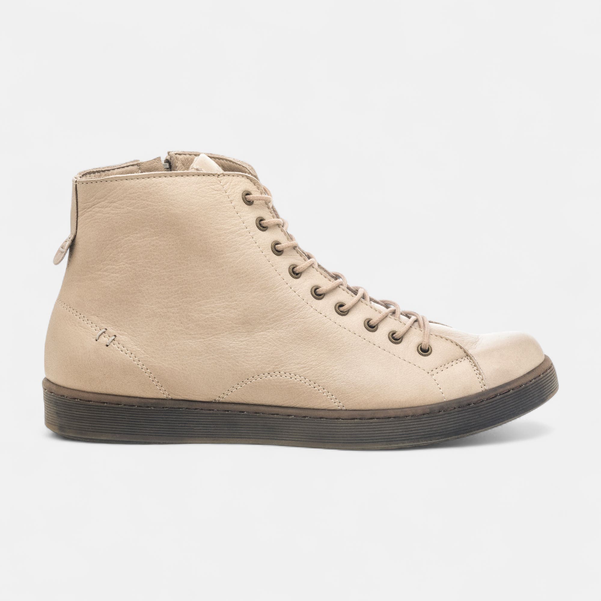 Baskets hautes Femme en cuir beige