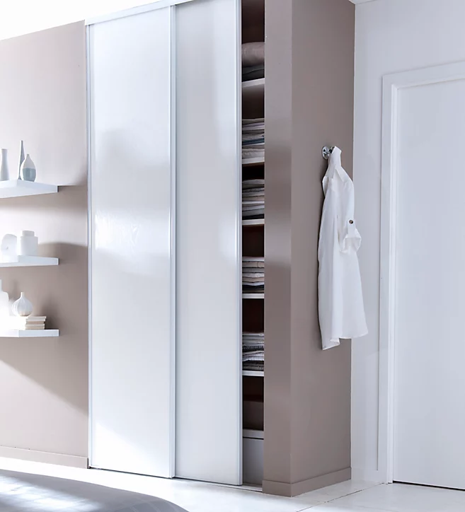Lot de 2 portes de placard coulissantes blanches effet bois GoodHome Romero 120 x 250 cm