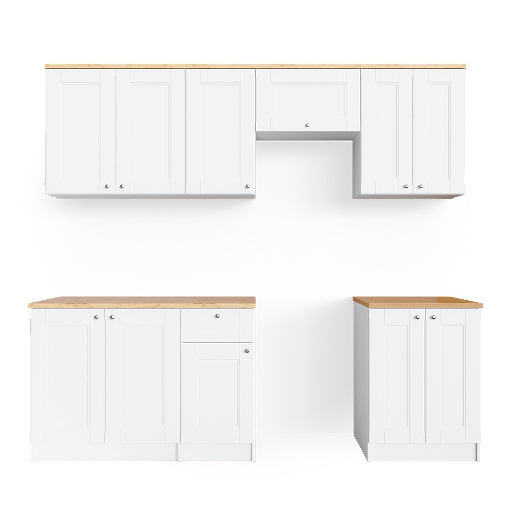 VICCO Küchenzeile Bergamo 240cm Landhaus Küche Einbauküche Küchenblock weiß