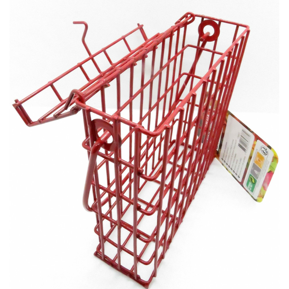 Support pour pain de graisse en métal rouge pour oiseaux.