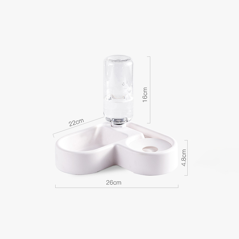 (500ml) Haustier Futterstation Fress Napf   Wasser Spender Schale für Hunde / Katzen - Weiss