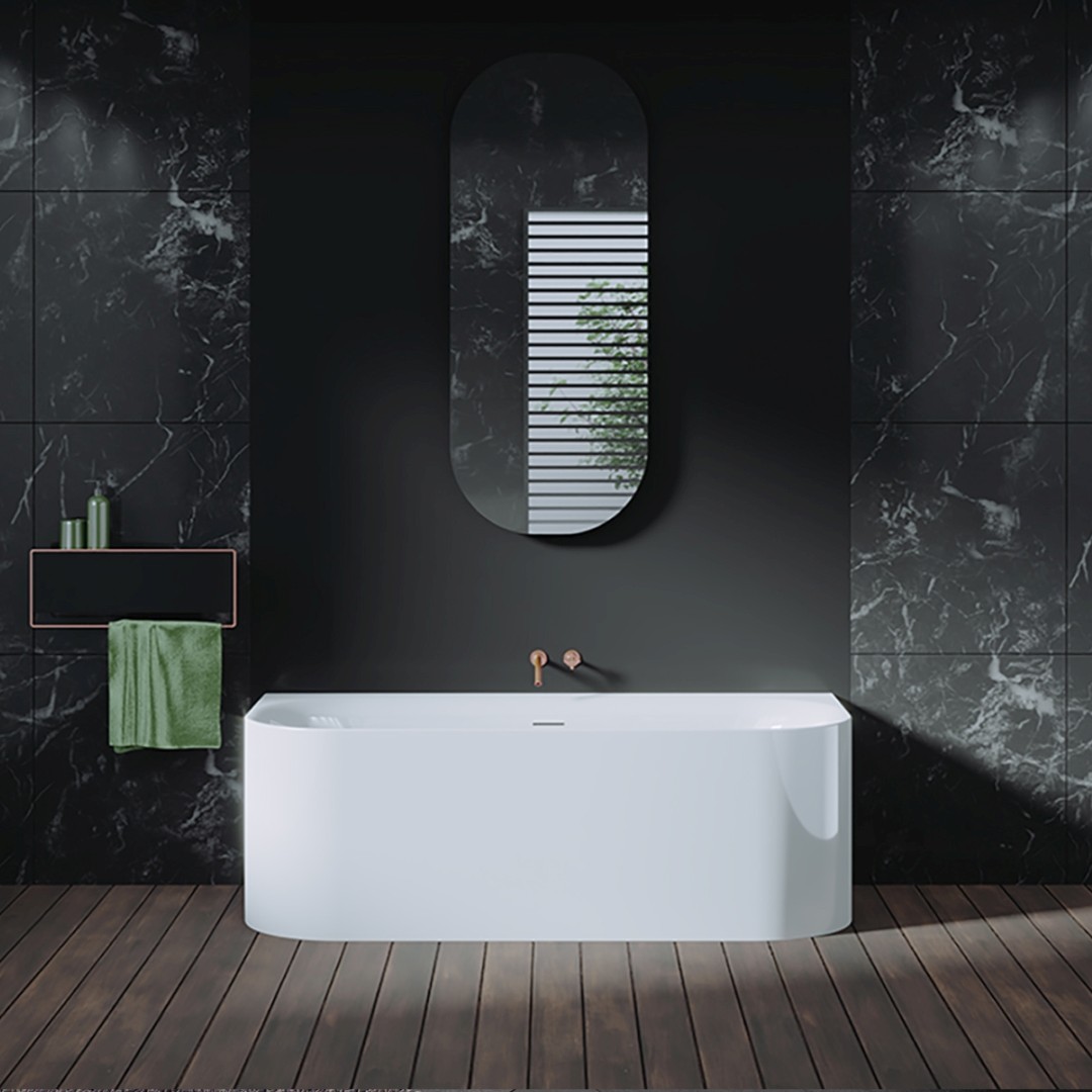 Riho Devotion half vrijstaand bad 180x80cm wit glans met Fall overloop
