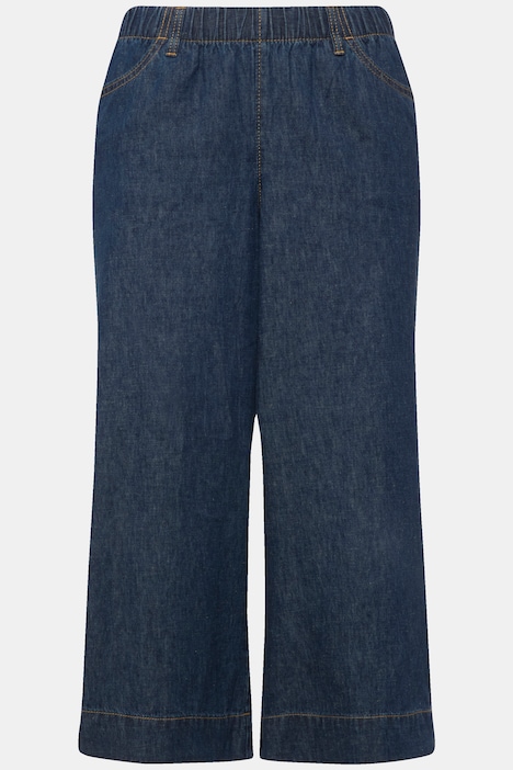 Culotte, Leinenmix, weites Bein, Elastikbund