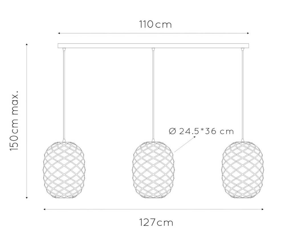 Lucide Wolfram hanglamp 110cm 3x E27 goud mat