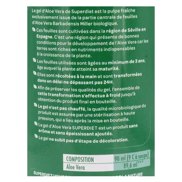 Gel de Aloe Vera Orgânico Superdiet 1L