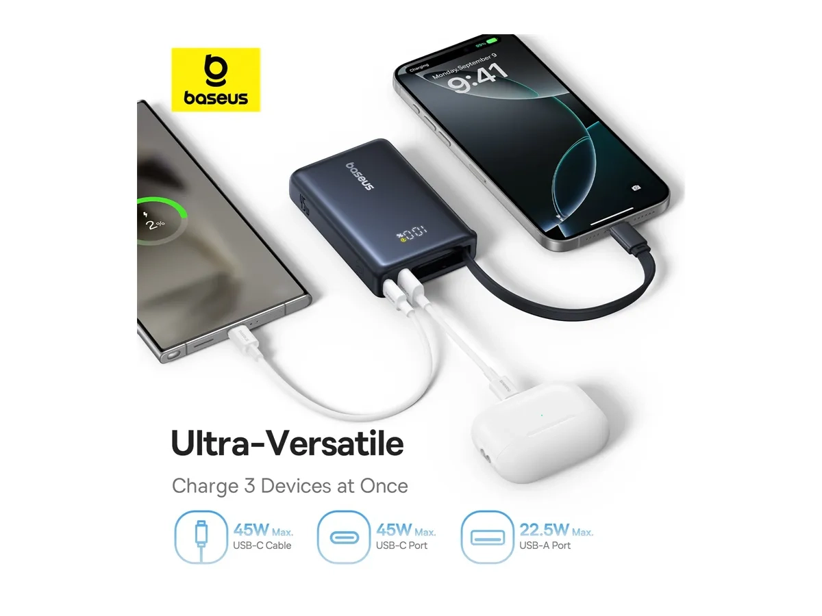 (45W) 10000mAh PicoGo USB A / USB C Powerbank Power Delivery Ladegerät inkl. USB C Ladekabel mit LED Anzeige (P10076803123-00) - Schwarz