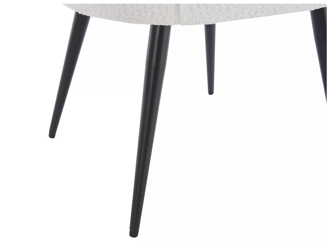 Lot de 2 chaises avec accoudoirs - Tissu bouclette et métal noir - Blanc - PEGA de Pascal MORABITO