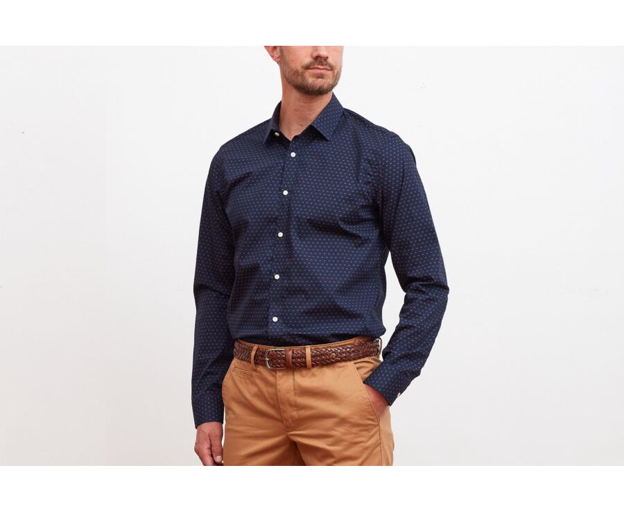 Chemise imprimée marine motif cognac - LÉONCE