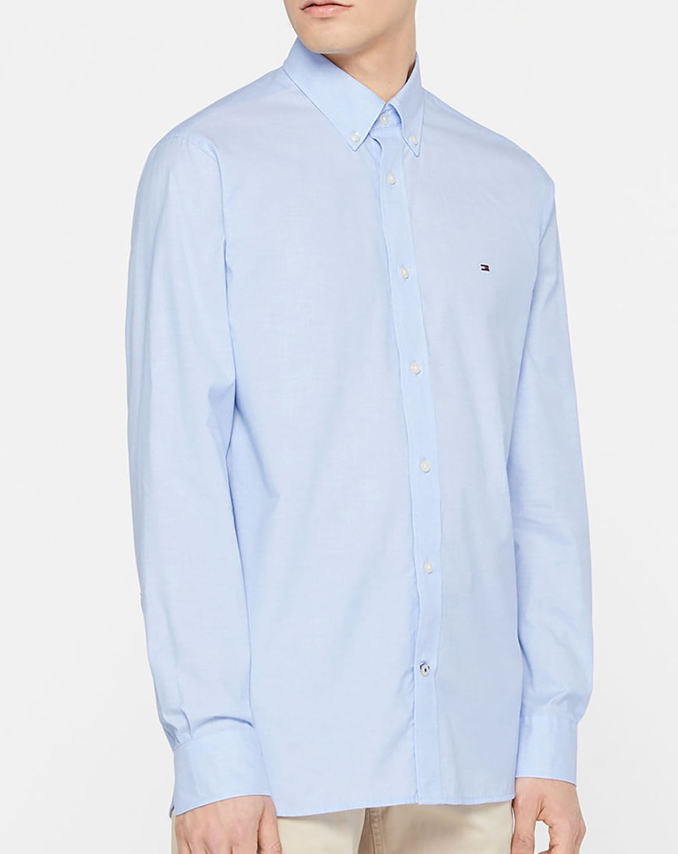 Tommy Hilfiger Chemise 100% Coton Bio regular fit natural soft bleu ciel