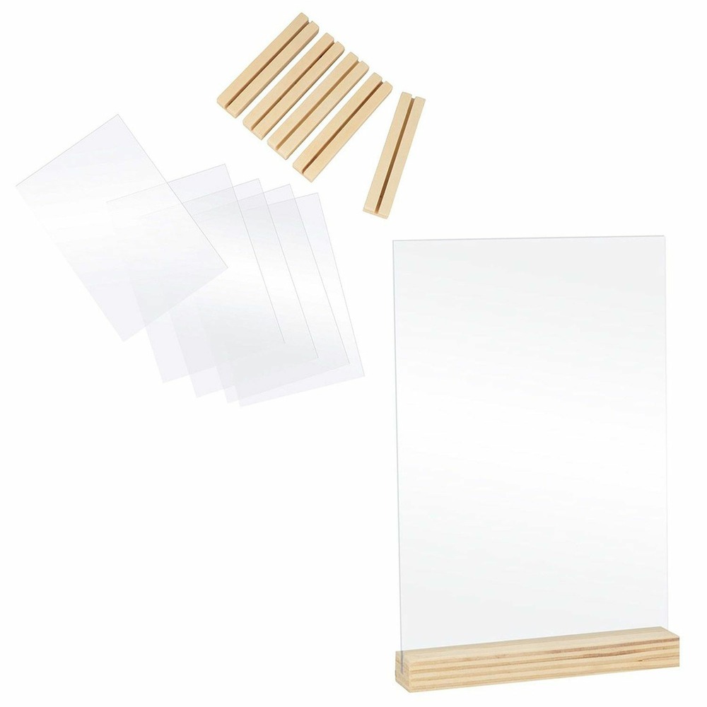 10 plaques transparentes en plexiglass 10 x 15 cm + socles