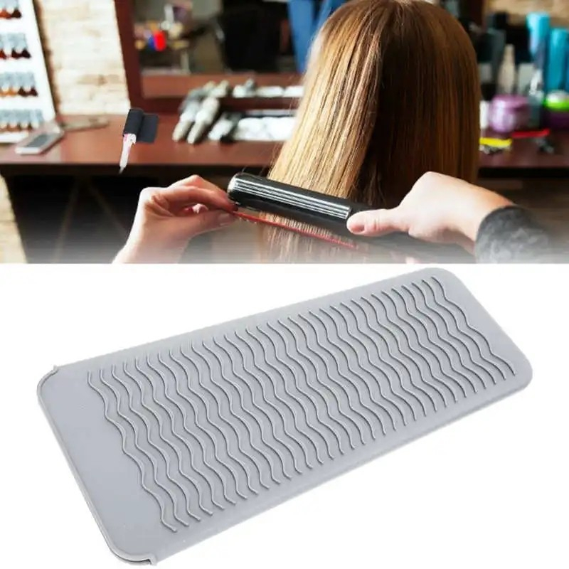 Silikon Hitzeschutz Unterlage Hitzebeständige Matte für Haarglätter / Lockenstab - Grau