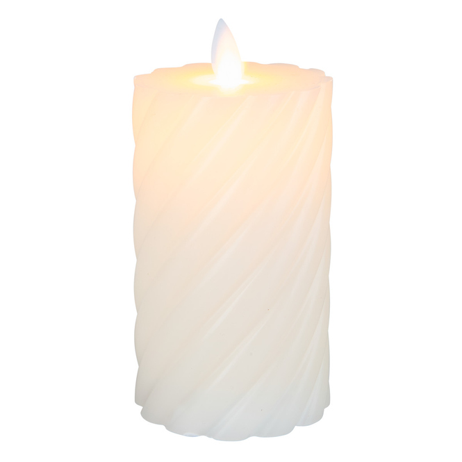 LED Kerze im Wellendesign - taupe - ca. 7,5 x 12,5 cm