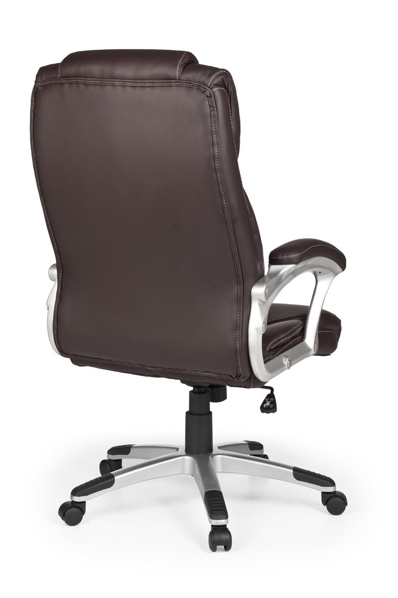 Chefsessel - braun-schwarz - Lederoptik - mit Armlehnen