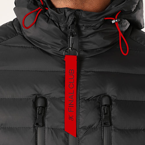 Doudoune Capuche Premium Tech Noir Rouge