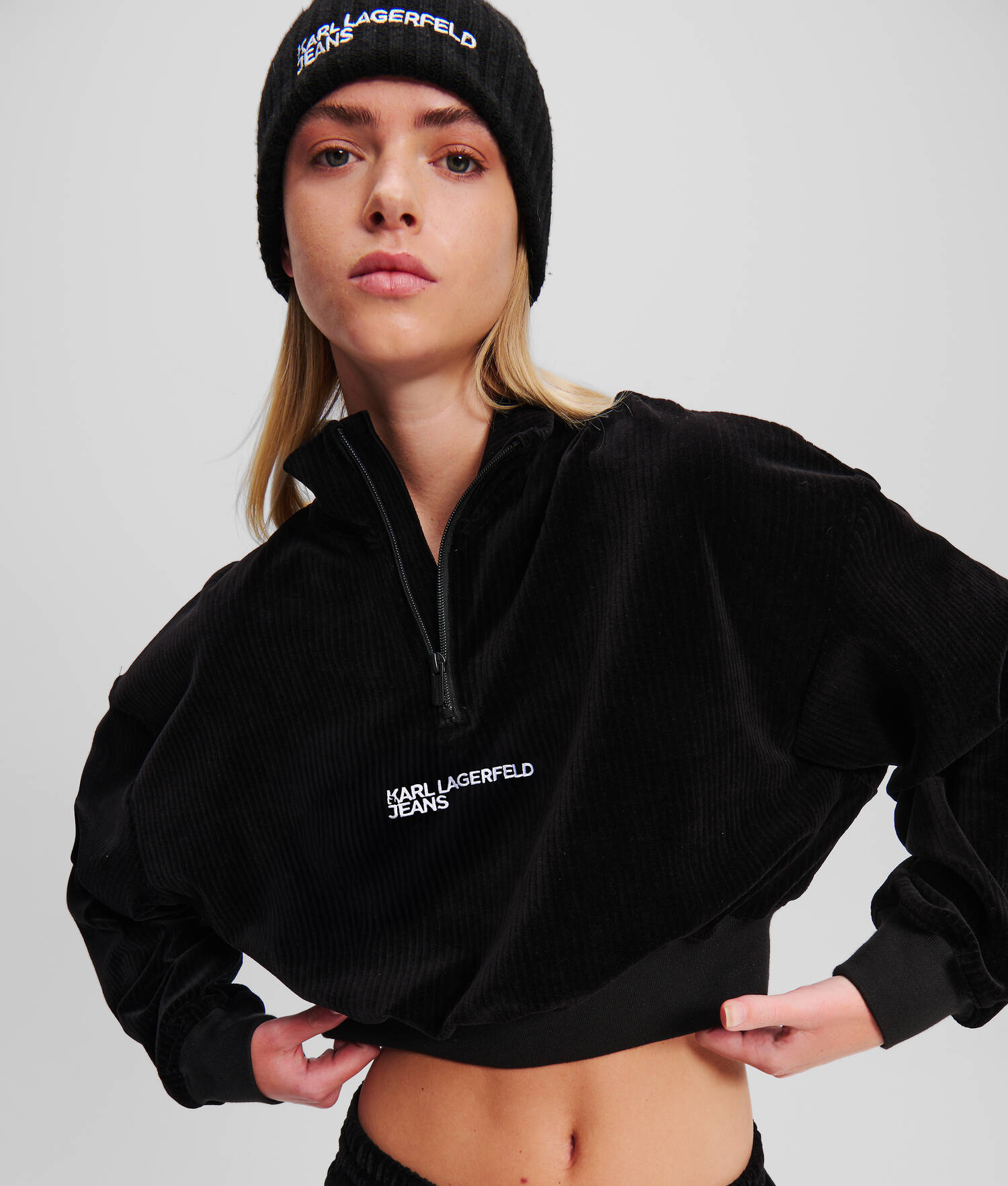 SWEAT-SHIRT À DEMI-ZIP EN VELOURS CÔTELÉ KLJ