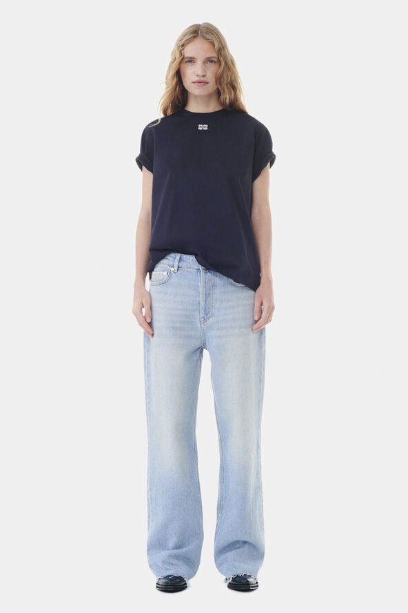 Ganni Basic Jersey Rhinestone Relaxed T-s Phantom