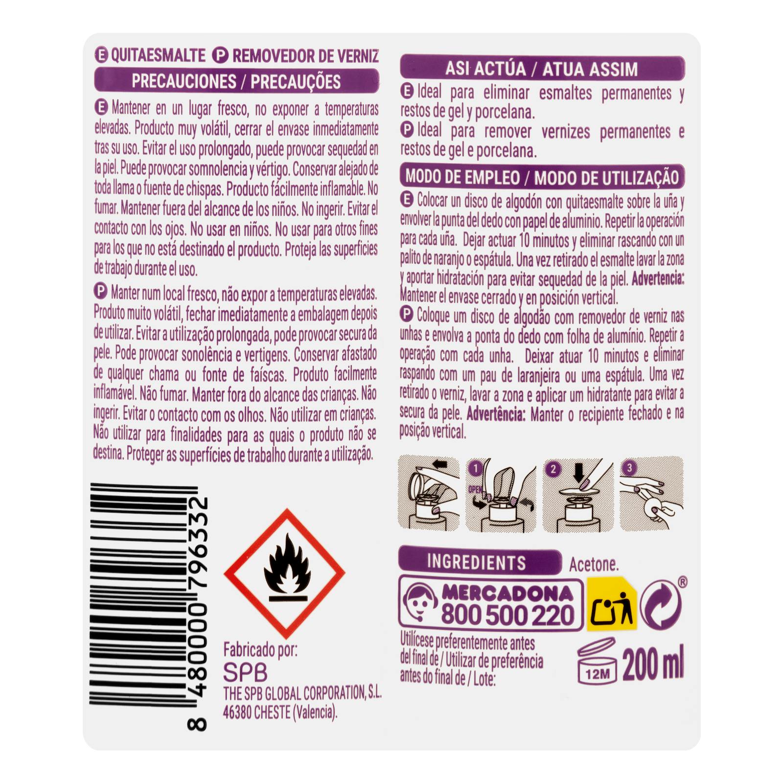 Dissolvant pour vernis à ongles à l'acétone pure Deliplus