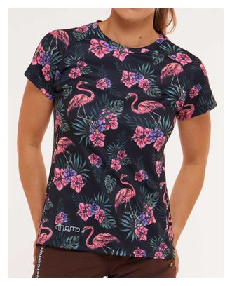 Maillot Manches Courtes Femme Dharco Noir/Rose