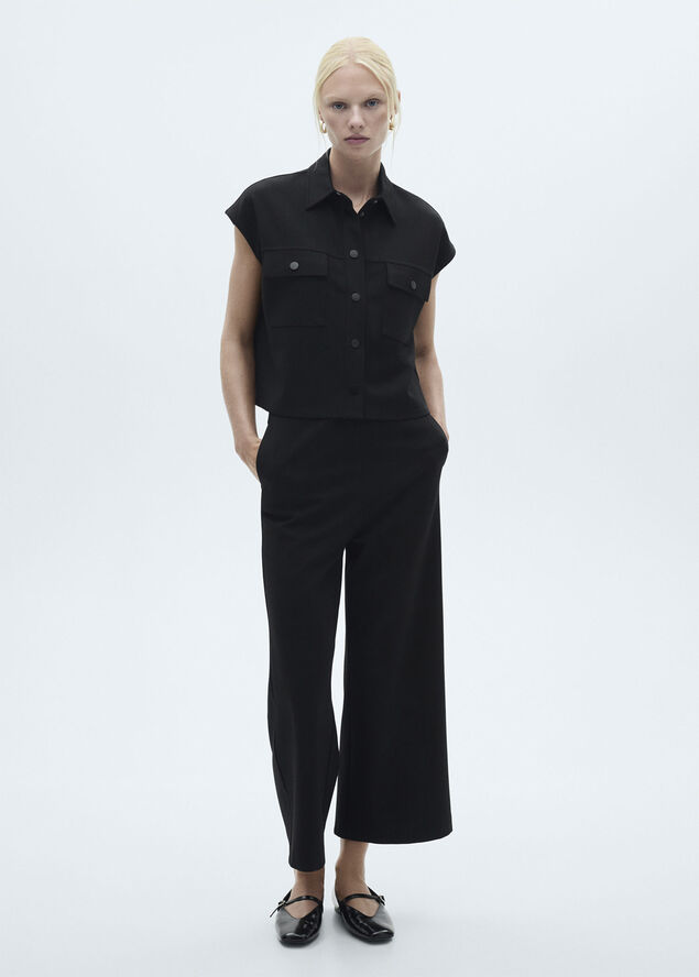 MANGO Vest with buttons and pockets Black