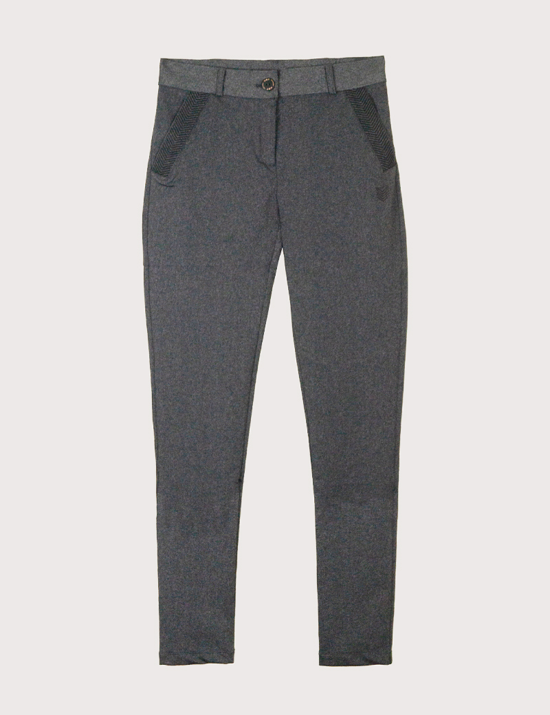 HBT BASICS CITY |  PANTALON FEMME CHRISTINA  CHINO GRIS CHINÉ
