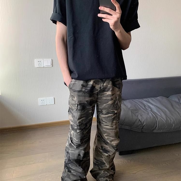 Chuoku - T-shirt met korte mouwen en ronde hals, effen