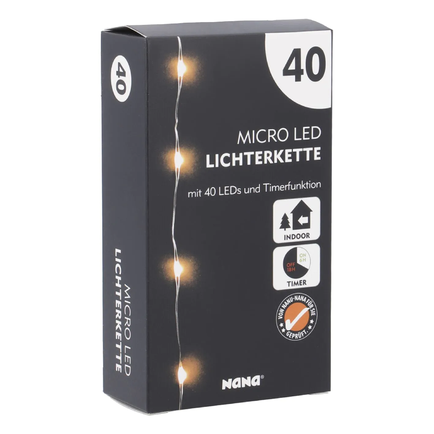 LED-Lichterkette Mini mit Timer, 40er, 390 cm