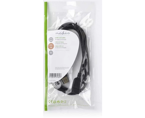 Nedis Förlängningskabel USB 2.0, 2m Svart