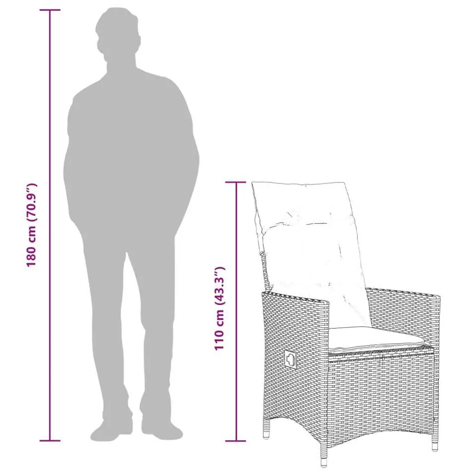 vidaXL - Tuinstoel - Grijs - Poly rattan - 2 stuks